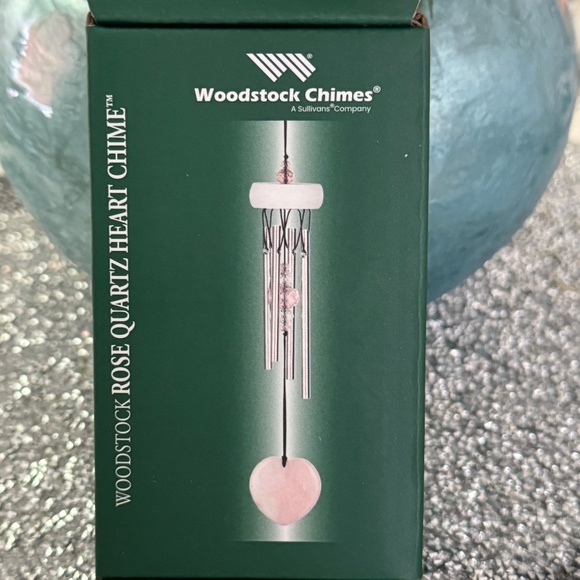 Woodstock Rose Quartz Heart Wind Chime NIB Crystal Love Soothing Indoor Outdoor - Picture 8 of 17